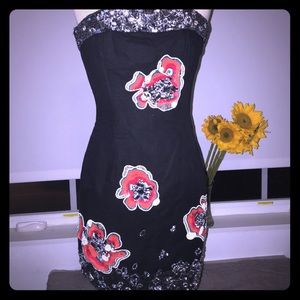 French Connection Hand Embroider Strapless Dress